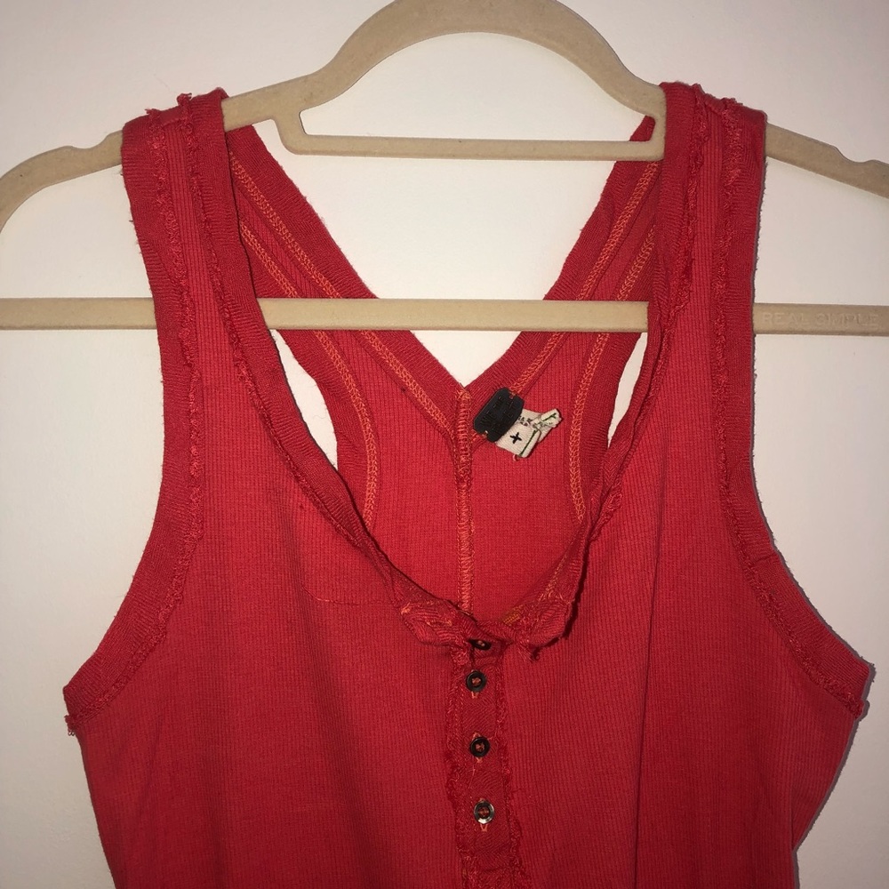 RED Free People Button Front Racerback Tank - Picture 5 of 5